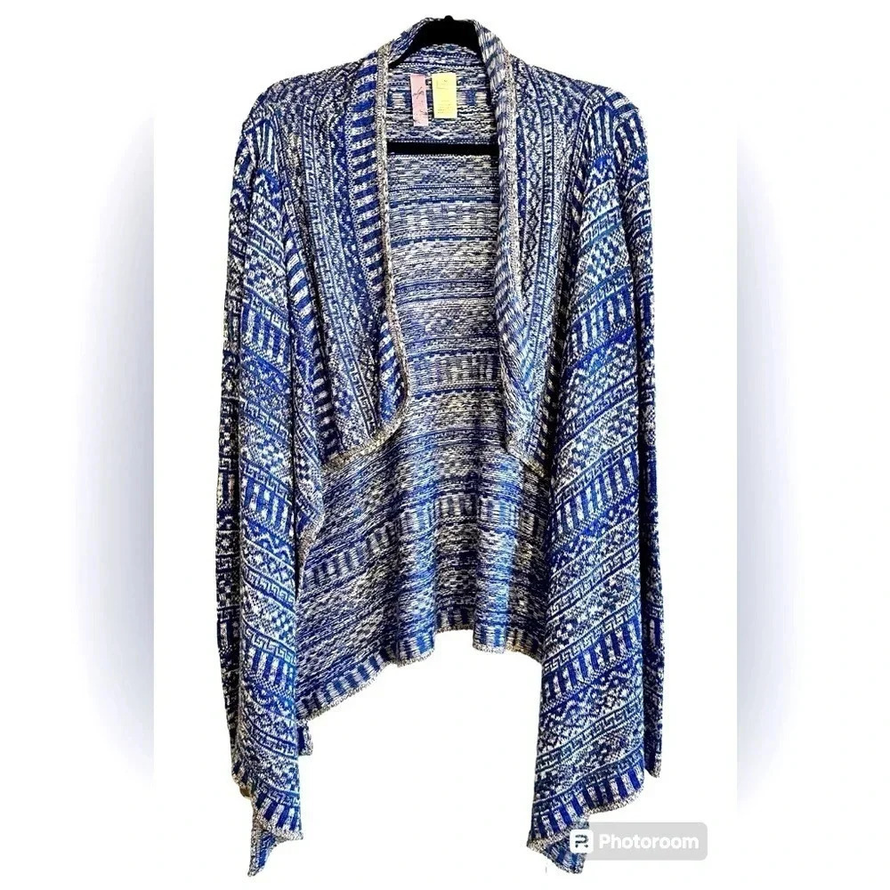 Alya open front, draped front, woven cardigan.